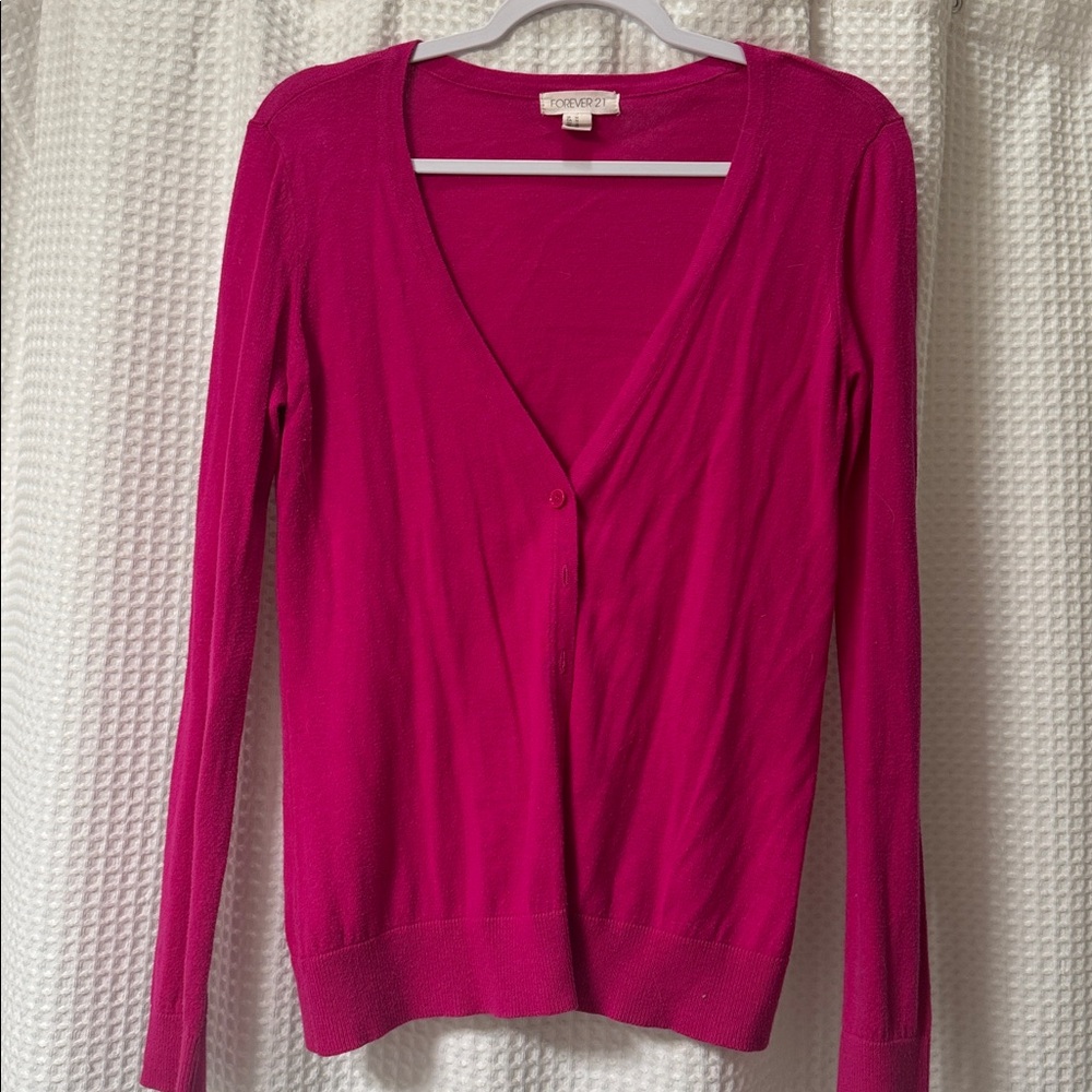 Forever 21 Hot Pink Cardigan